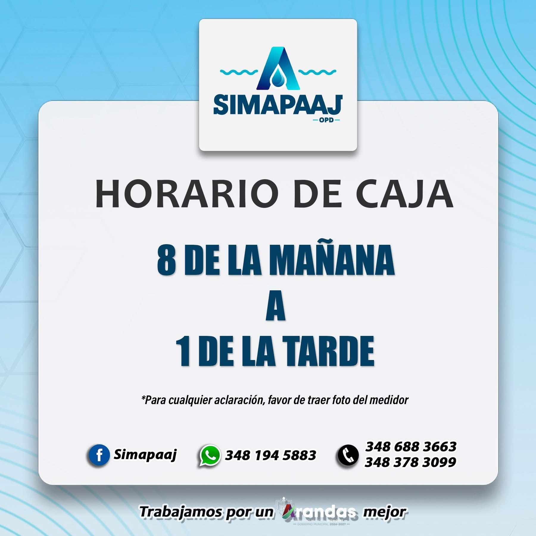 Horarios de caja de SIMAPAAJ